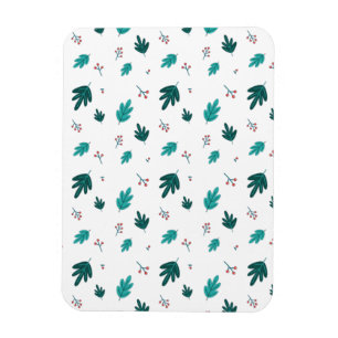 Ímã Folhas de Árvore Evergreen e Berries Red Holly