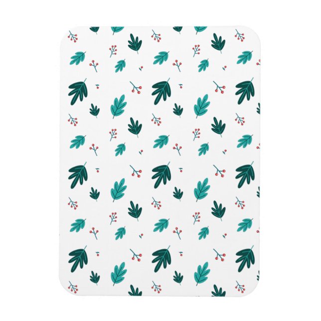 Ímã Folhas de Árvore Evergreen e Berries Red Holly (Vertical)