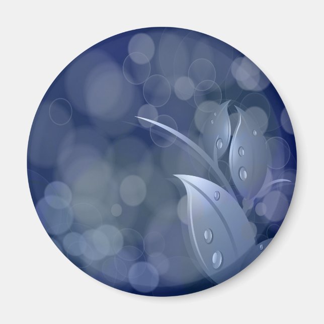 Imã Folhas de Bokeh Azul (Frente)