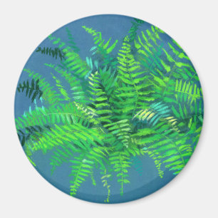 Imã Folhas de cereais, design floral, verde, azul e ve