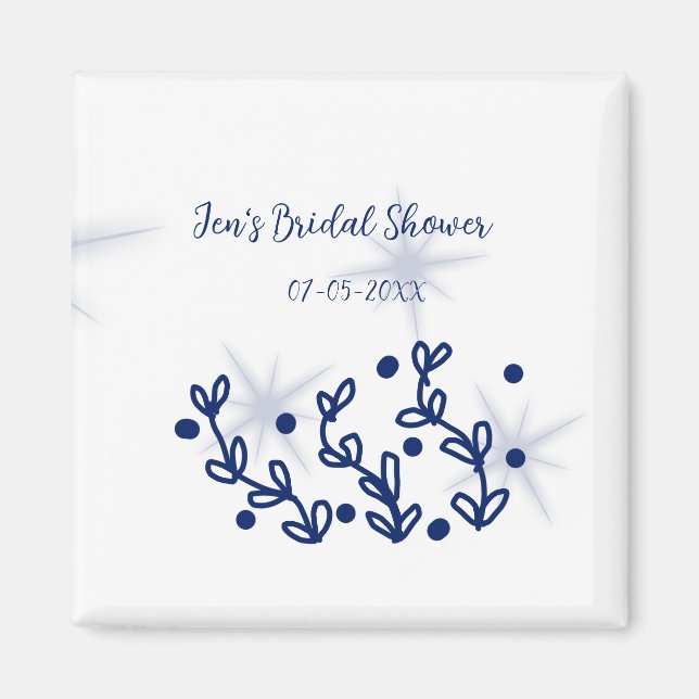 Imã Folhas de estrelas azuis luxo real chá de noiva  (Frente)