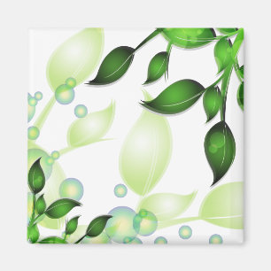 Imã Folhas de jardim frescas em branco