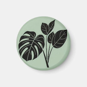 Imã Folhas de Monstera Tropical Minimalista Sage
