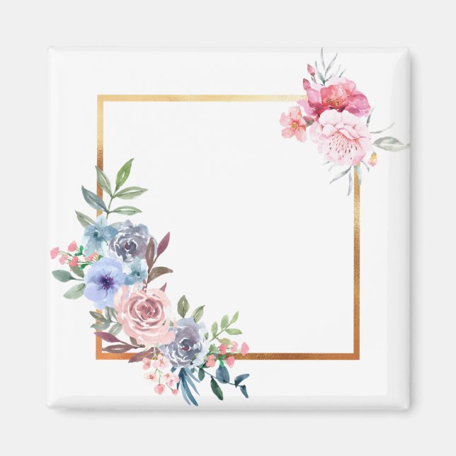 Imã Folhas de Rosa de Frame Floral de Frame Floral (Frente)
