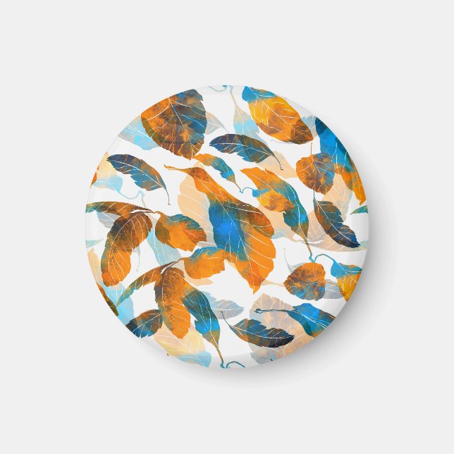 Imã Folhas de silhueta: aquarela, prato digital sem co (Frente)