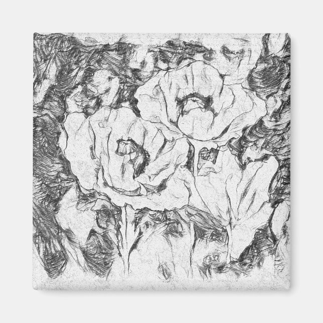 Imã Folhas desenhadas de caneta desenhadas estampadas  (Frente)