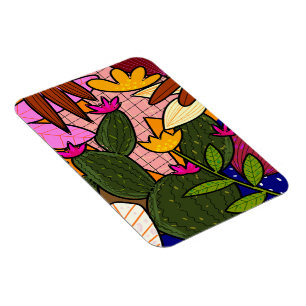 Ímã Folhas e flores abstrato tropicais