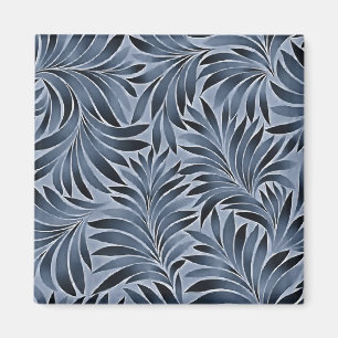 Imã Folhas Ornamentadas em Padrão de Cor Azul Preto