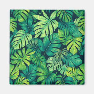 Imã Folhas Tropicais de Monstera Padrão de Selva