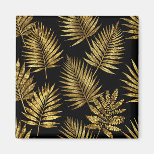 Imã Folhas Tropicais Douradas Luxo Padrão