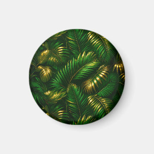 Imã Folhas Tropicais Douradas Selva Luxo