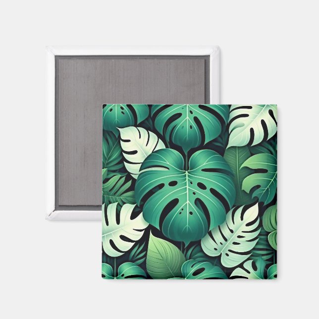 Imã Folhas tropicais exuberantes (Front/Back)