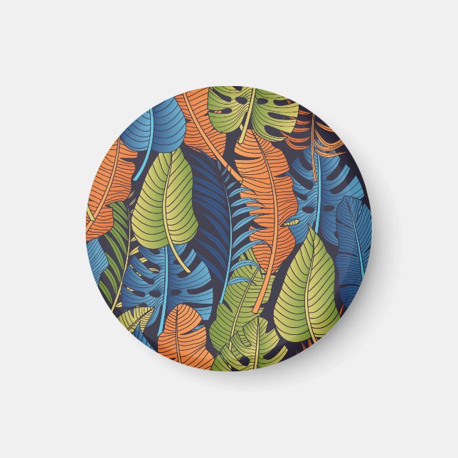 Imã Folhas tropicais, padrão floral sem costura. (Frente)