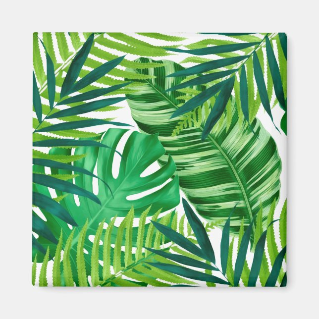 Imã Folhas tropicais verdes (Frente)