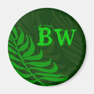 Imã Folhas verdes Monogrammed da samambaia
