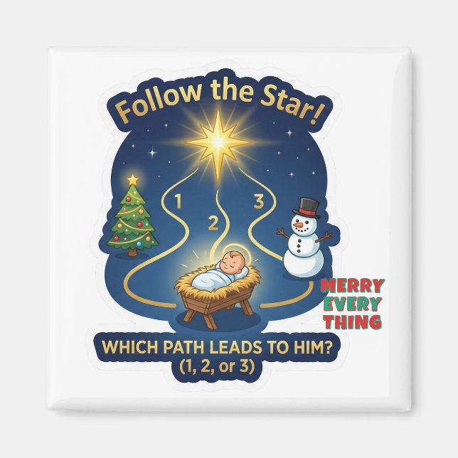 Imã Follow the Star Maze Game Nativity Christmas Magne (Frente)