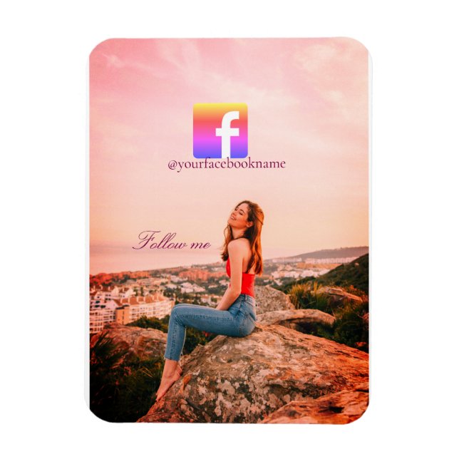 Ímã follow us facebook username social media photo  (Vertical)