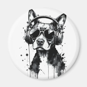 Imã fones de ouvido de cães legal Coroa preta e tinta