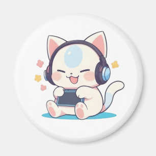 Imã Fones de Ouvido para Jogos de Gatinho Chibi Fones 