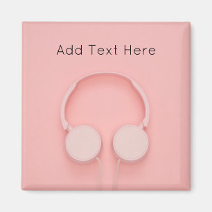 Imã Fones de ouvido rosa com fios