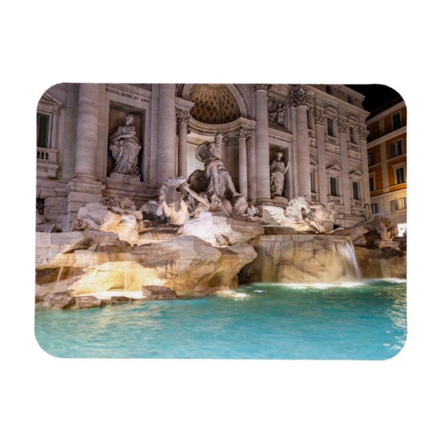 Ímã Fonte da Trevi à noite - Roma, Itália (Horizontal)