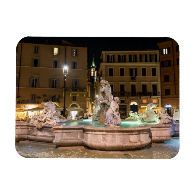 Ímã Fonte de Netuno na Piazza Navona - Roma (Horizontal)