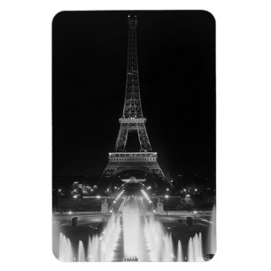 Ímã Fonte de Paris vintage Torre Eiffel noite