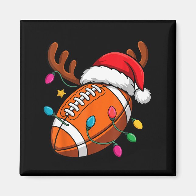 Imã Football American Reindeer Horns Christmas Xmas Ba (Frente)