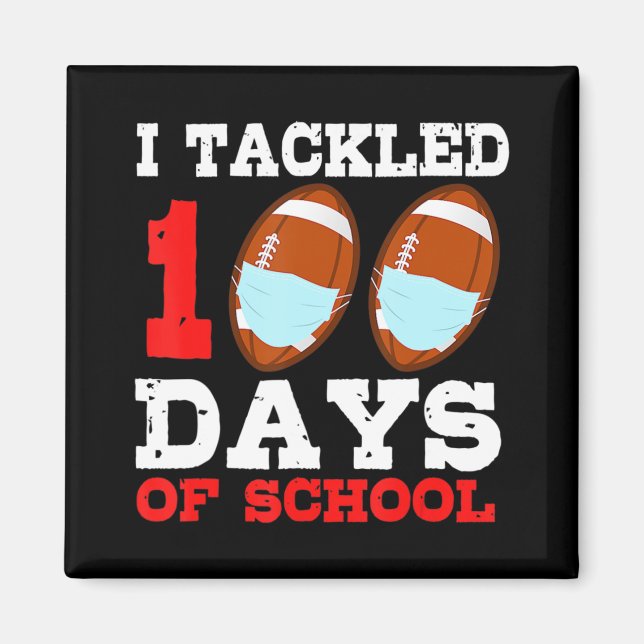 Imã Football Masks Fun 100 Days of School Teacher Boy  (Frente)
