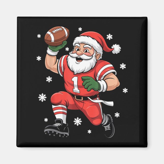 Imã Football Santa Claus Lineman Christmas Quarterback (Frente)