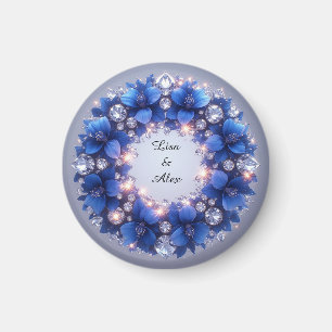 Imã Fora Elegante Adorada Com Flores Azuis