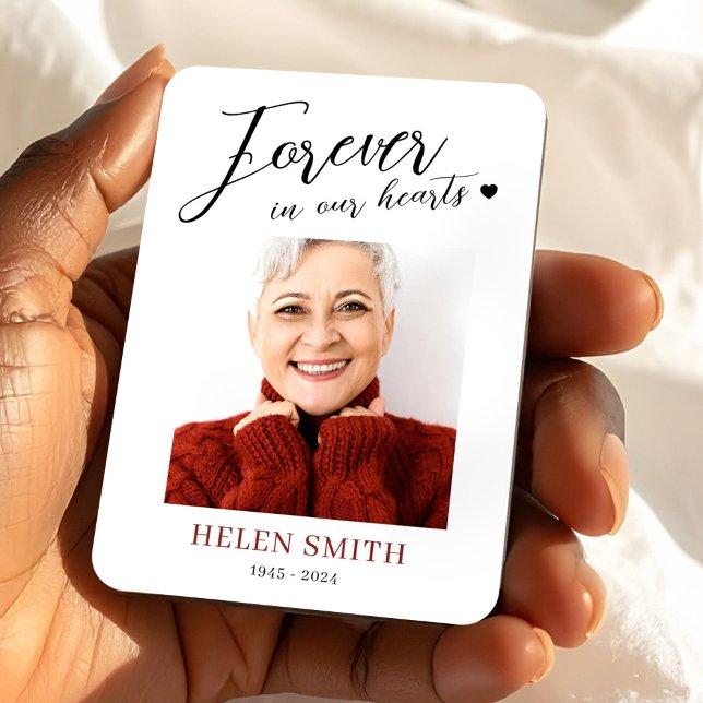 Ímã Forever in Our Hearts Memorial Funeral Photo (Forever in Our Hearts Memorial Funeral Photo Magnet, Loss of Mom Gift)