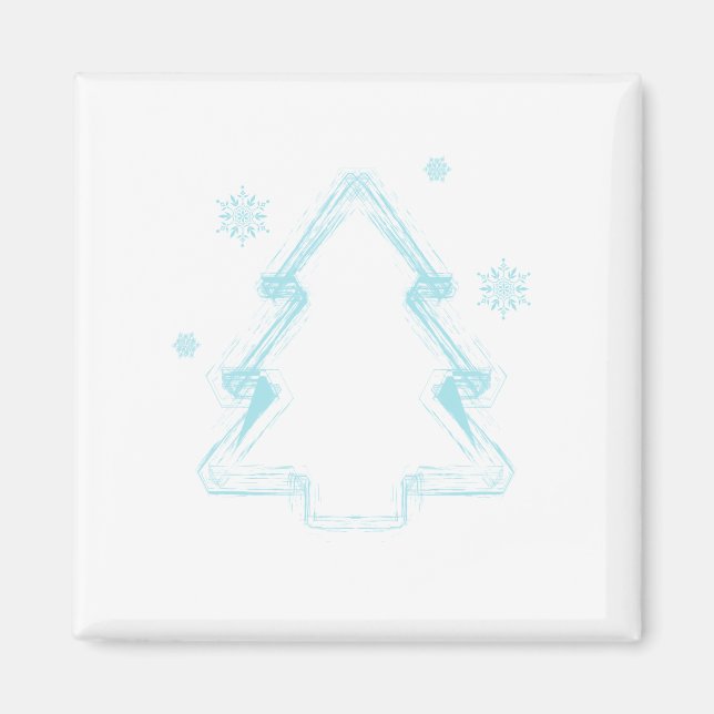 Imã Forma de árvore de natal azul-branca (Frente)