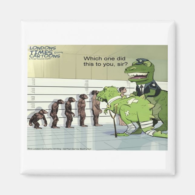 Imã Formação policial de dinossauro engraçado de Rick  (Frente)