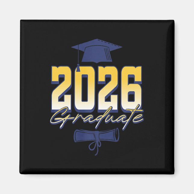 Imã Formando em 2026 Chapéu de Formatura Diploma Premi (Frente)