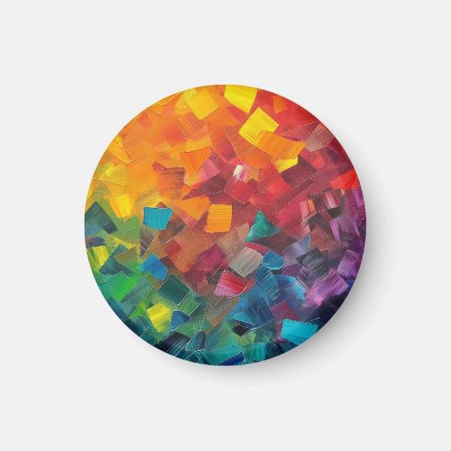 Imã Formas geométricas em cores do arco-íris (Frente)