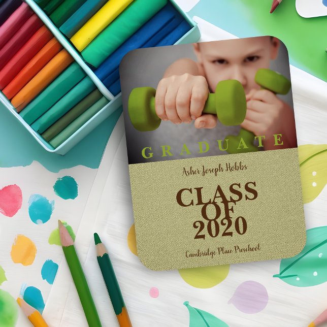 Ímã Formatação escolar primária Têxtil fotográfico mod (Elementary School Graduation Modern Photo Fabric Magnet.)