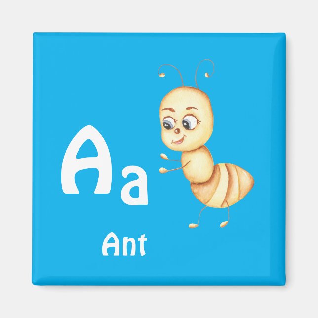 Imã Formiga personalize ABC: Letra A - Adicione Seu No (Frente)