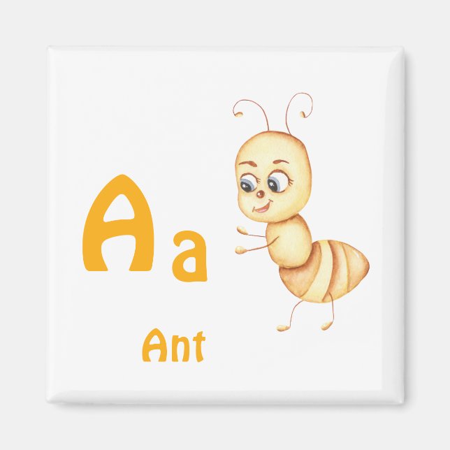 Imã Formiga personalize ABC: Letra A - Adicione Seu No (Frente)