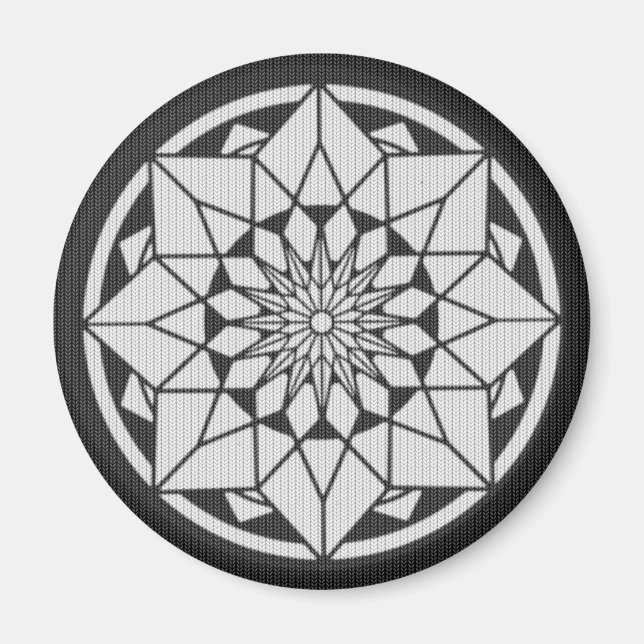 Imã Formigueiro de Star Mandala preto e branco (Frente)