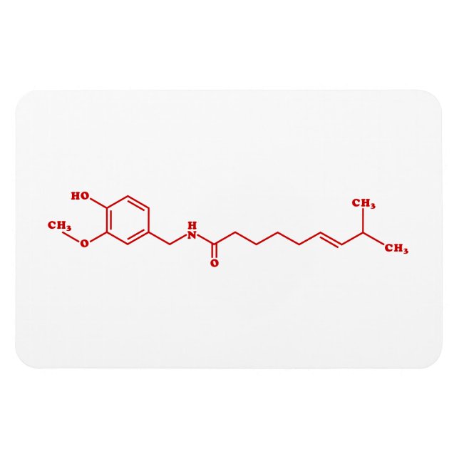 Ímã Fórmula Química Molecular de Capsaicina Chili (Horizontal)