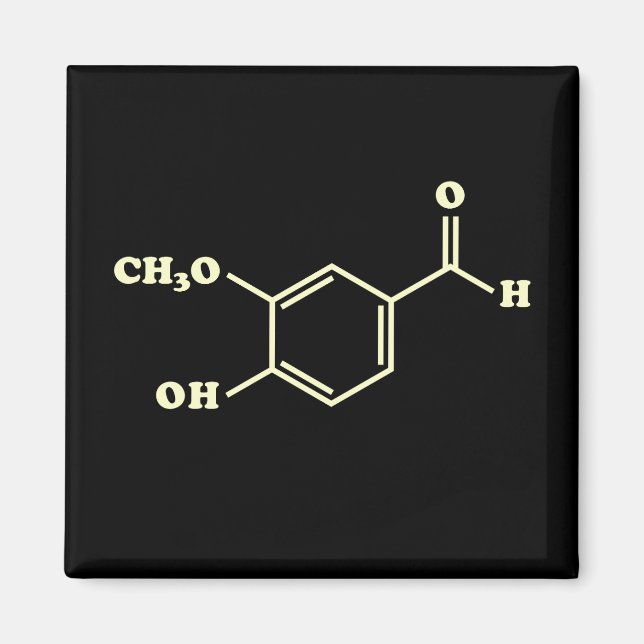 Imã Fórmula Química Molecular Vanilla Vanillin (Frente)