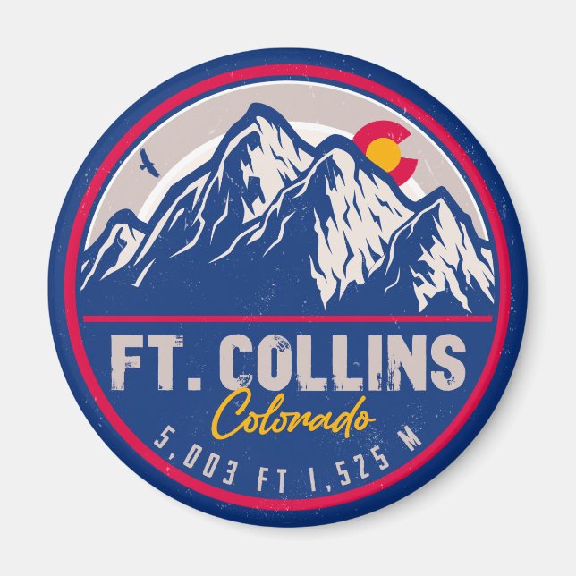 Imã Fort Collins Colorado Flag Camping Hiking Souvenir (Frente)