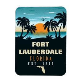 Ímã Fort Lauderdale Florida Beach Retro Sunset 60s