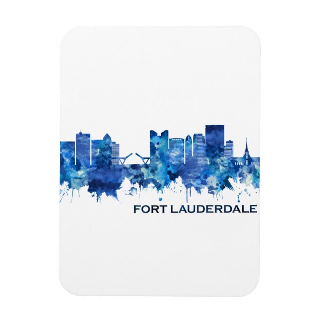 Ímã Fort Lauderdale Florida Skyline Blue (Vertical)