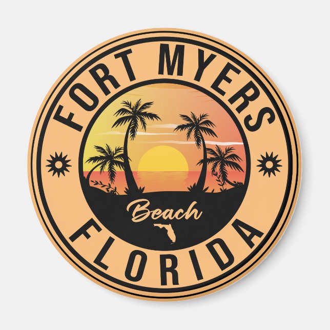Imã Fort Myers Beach Retro - Florida Retro Souvenir (Frente)