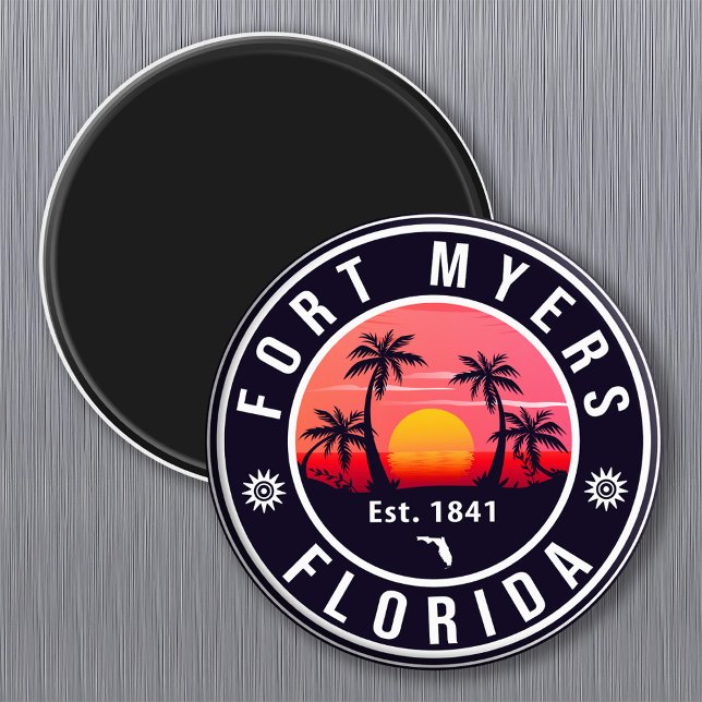 Imã Fort Myers Beach Retro - Florida Retro Souvenir (Criador carregado)