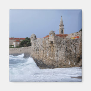 Imã Fortaleza velha Budva no ímã quadrado de