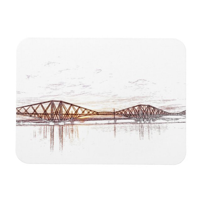 Ímã Forth Bridge Scotland Minimalist Sketch (Horizontal)