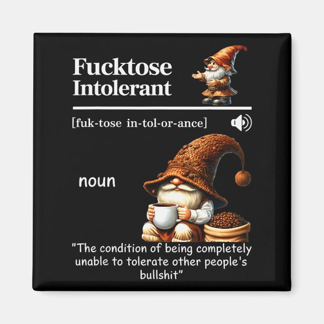Imã Fortose Intolerant Definition Funny Gnome Coffee  (Frente)